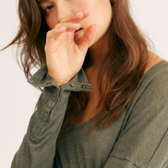 Free People Tops - New Free People Sienna Snap Sleeve Tee